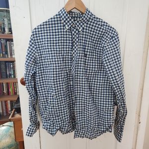 Fred Perry blue white check button down